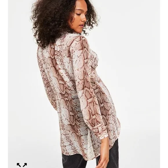 NWT Bar III Snake Print Sheer Tie/Button Front Blouse Size Med. Ret. $59.50 - Picture 13 of 13